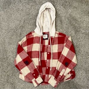 American eagle cropped flannel hoodie
